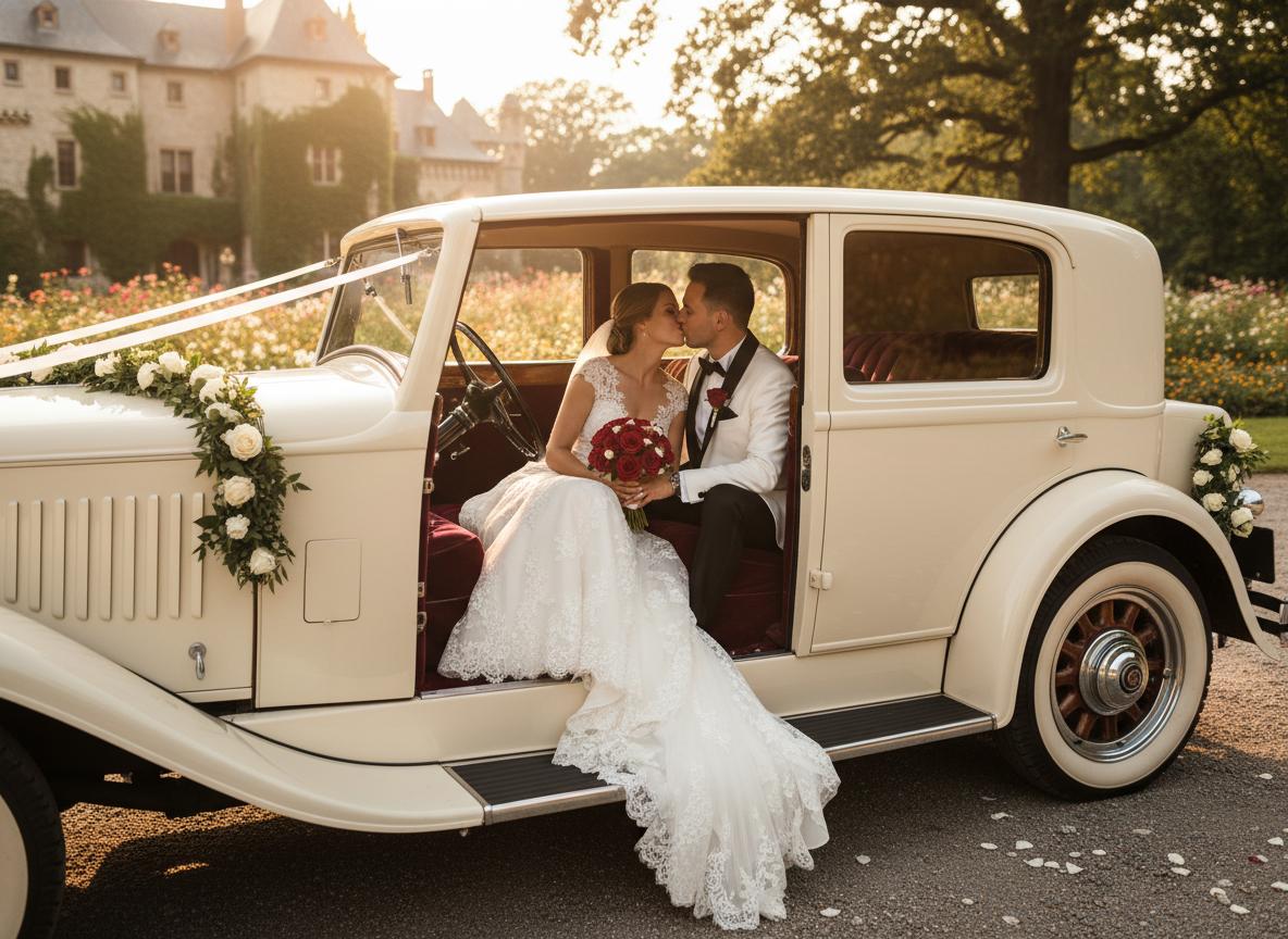 Bride and Groom in our 1929 Durant Deluxe